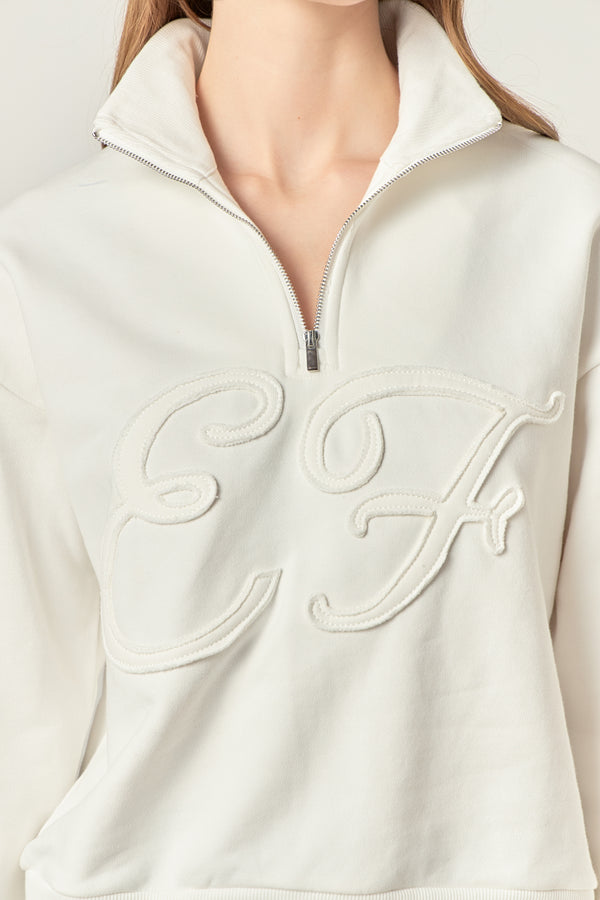 English Factory Patch Zip Up Sweatshirt WHITE
