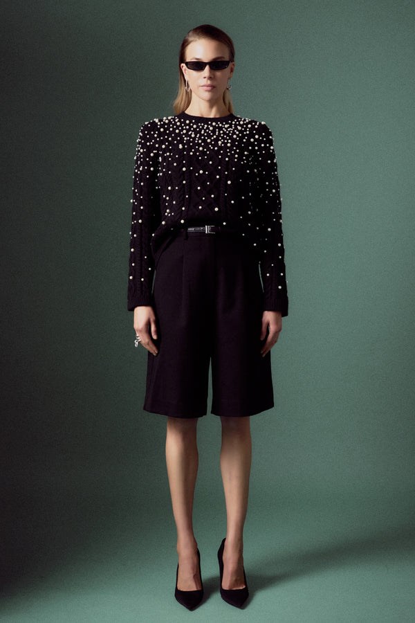 english factory Pearl Cable Sweater HEATHER GREY