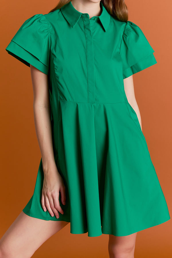 English Factory Peplum Shirt Mini Dress GREEN