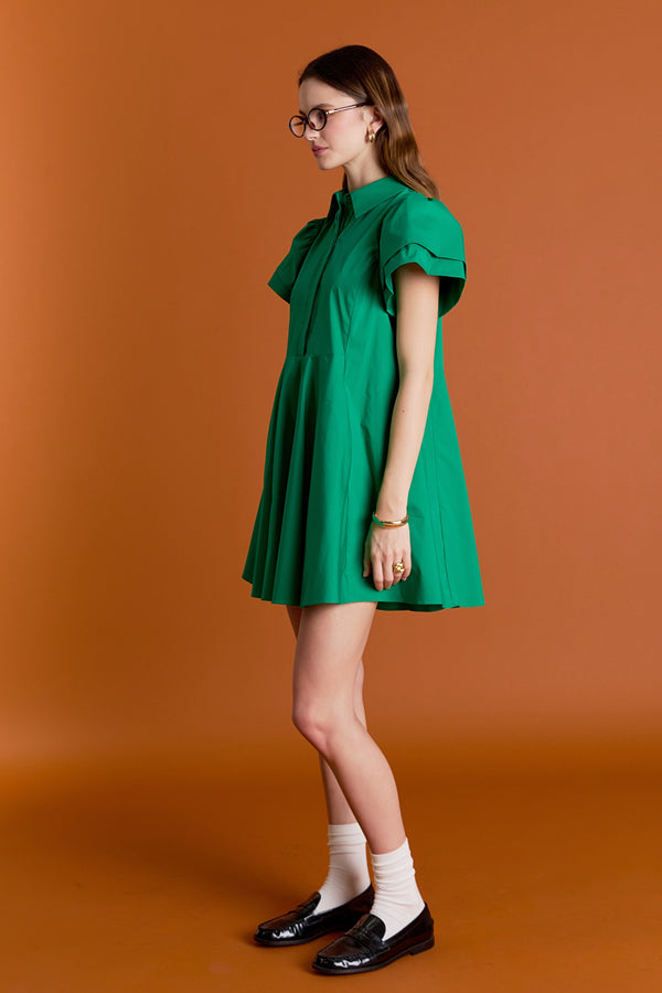 English Factory Peplum Shirt Mini Dress GREEN
