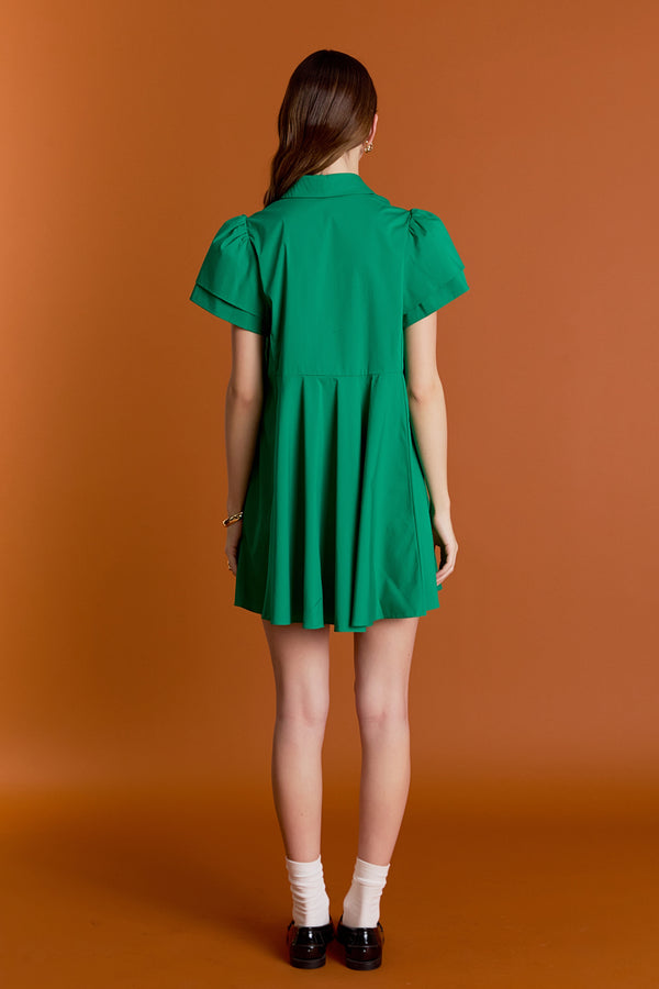 English Factory Peplum Shirt Mini Dress GREEN