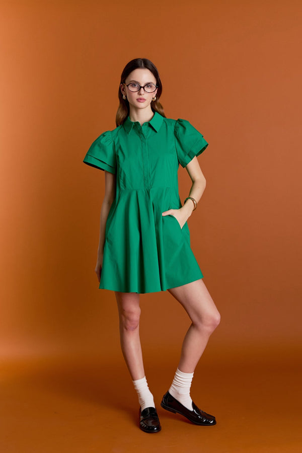 english factory Peplum Shirt Mini Dress GREEN