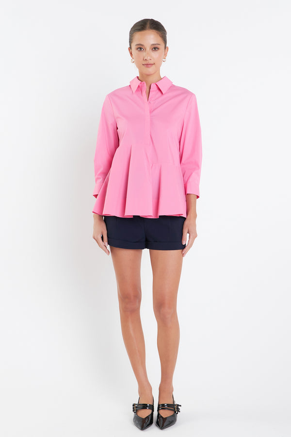 english factory Peplum Waist Detailed Blouse PINK
