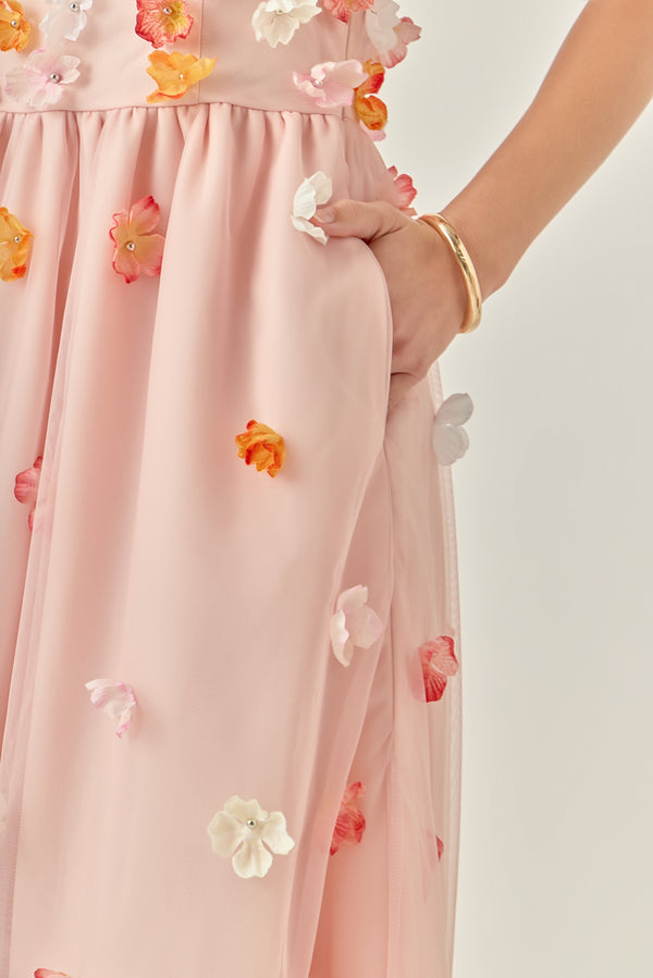 English Factory Petal Bloom Midi Dress PINK