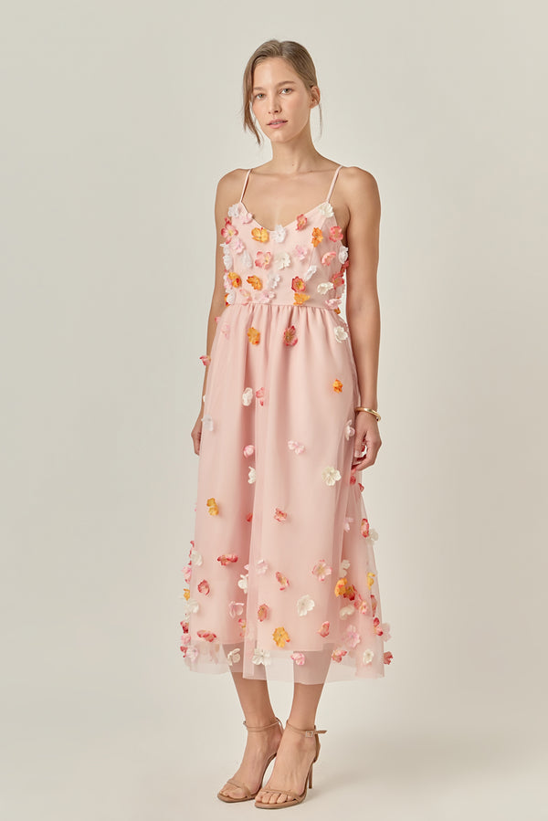 English Factory Petal Bloom Midi Dress PINK