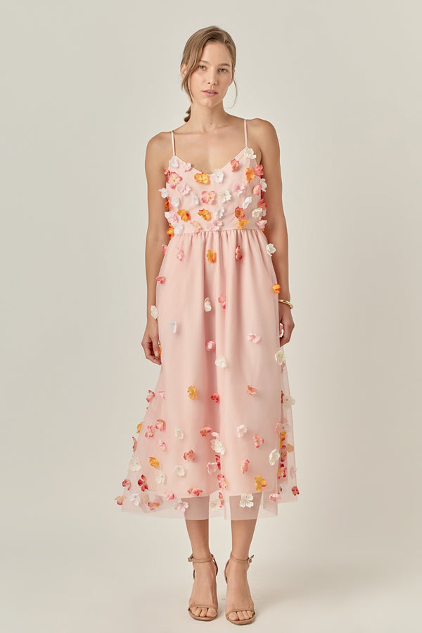 english factory Petal Bloom Midi Dress PINK