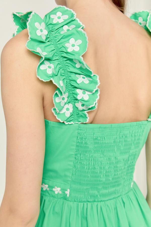 English Factory Petal Ruffle Midi Dress GREEN