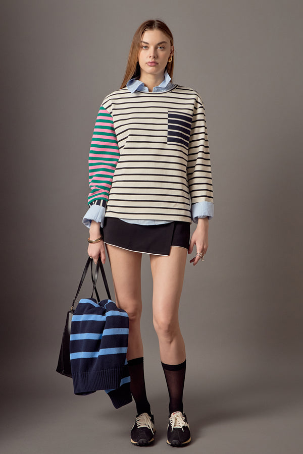 english factory Piper Multi Stripe Tee MULTI