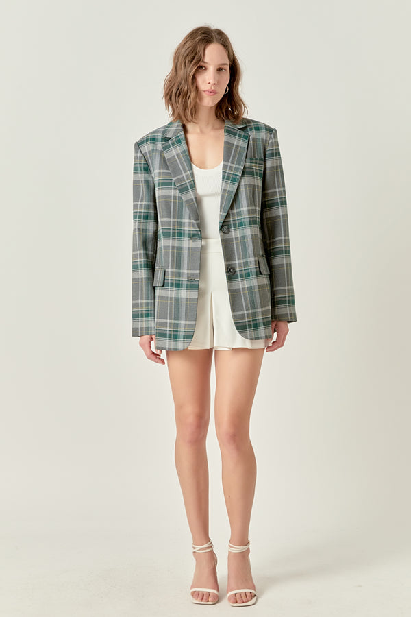 english factory Plaid Blazer GREY/GREEN
