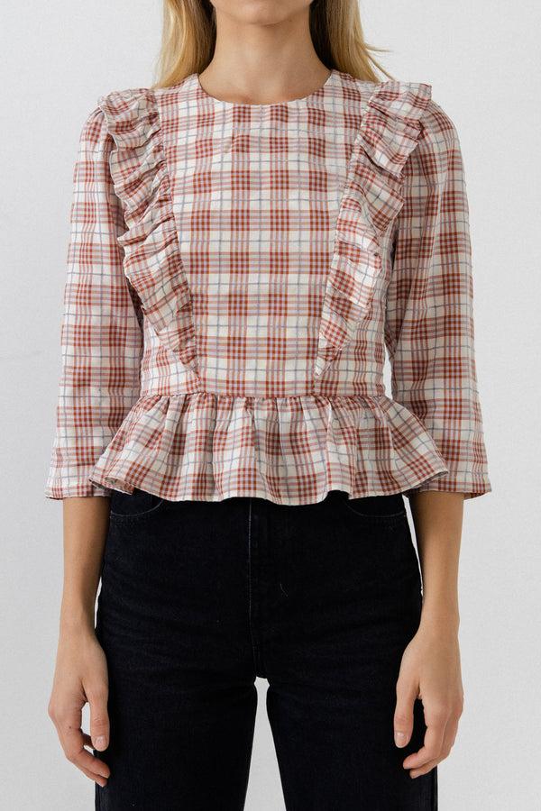 English Factory Plaid Blouse WHITE/RED