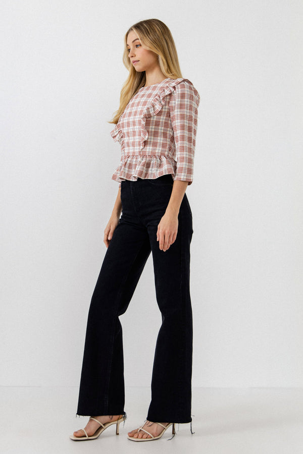 English Factory Plaid Blouse WHITE/RED