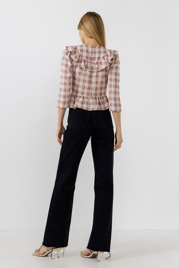 English Factory Plaid Blouse WHITE/RED
