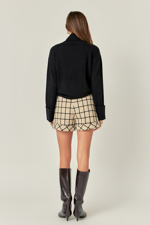 English Factory Plaid Cuffed Shorts BEIGE/BLACK