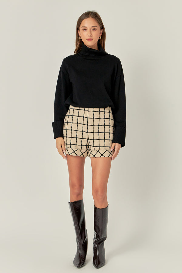 english factory Plaid Cuffed Shorts BEIGE/BLACK