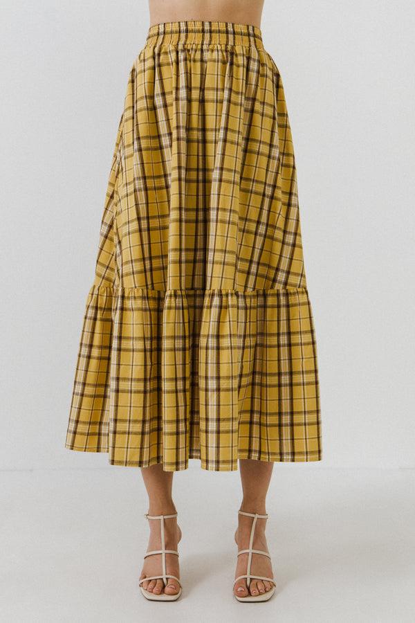 English Factory Plaid Maxi Skirt PINK MULTI