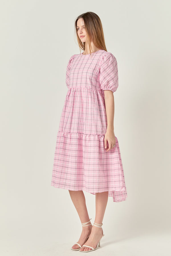 English Factory Plaid Midi Dress LIME