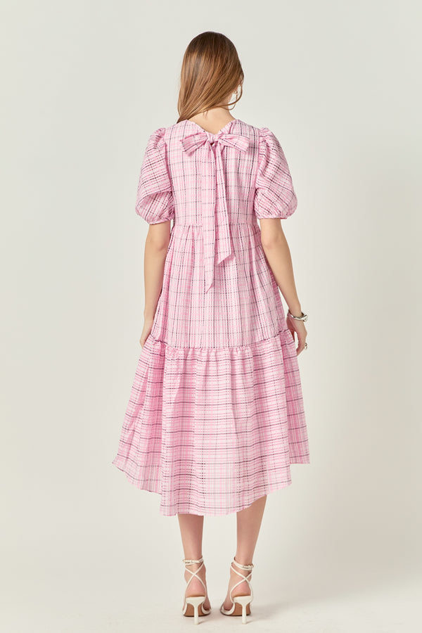 English Factory Plaid Midi Dress LIME