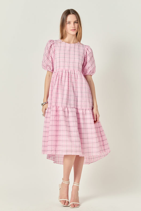 english factory Plaid Midi Dress LIME