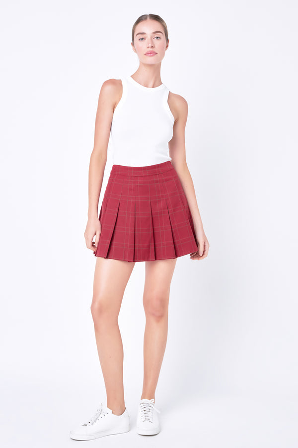 english factory Pleated Check Skort RED