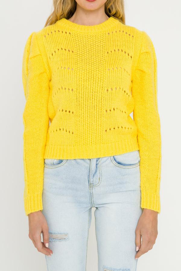 English Factory Pleated Long Sleeve Sweater YELLOW