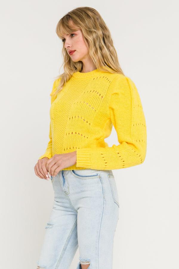 English Factory Pleated Long Sleeve Sweater YELLOW