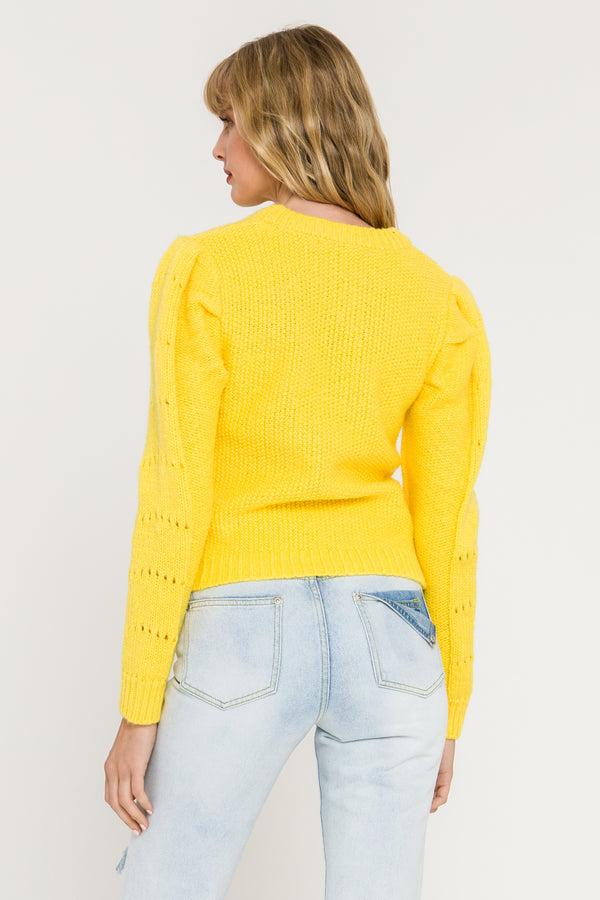 English Factory Pleated Long Sleeve Sweater YELLOW