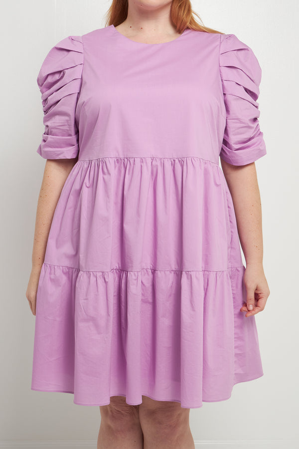 English Factory Pleated Sleeve Mini Dress LILAC