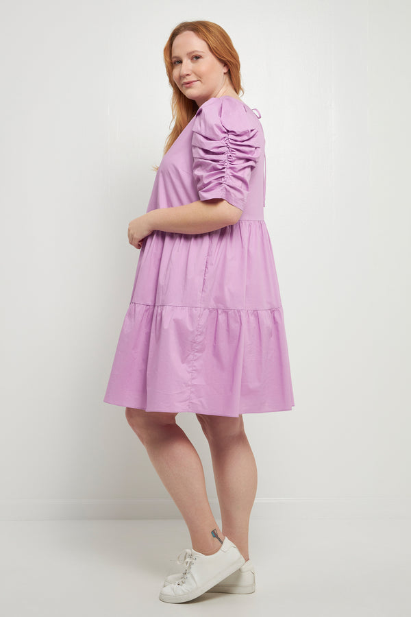 English Factory Pleated Sleeve Mini Dress LILAC