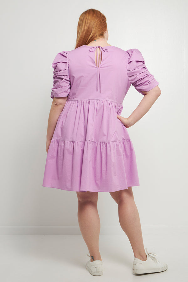 English Factory Pleated Sleeve Mini Dress LILAC