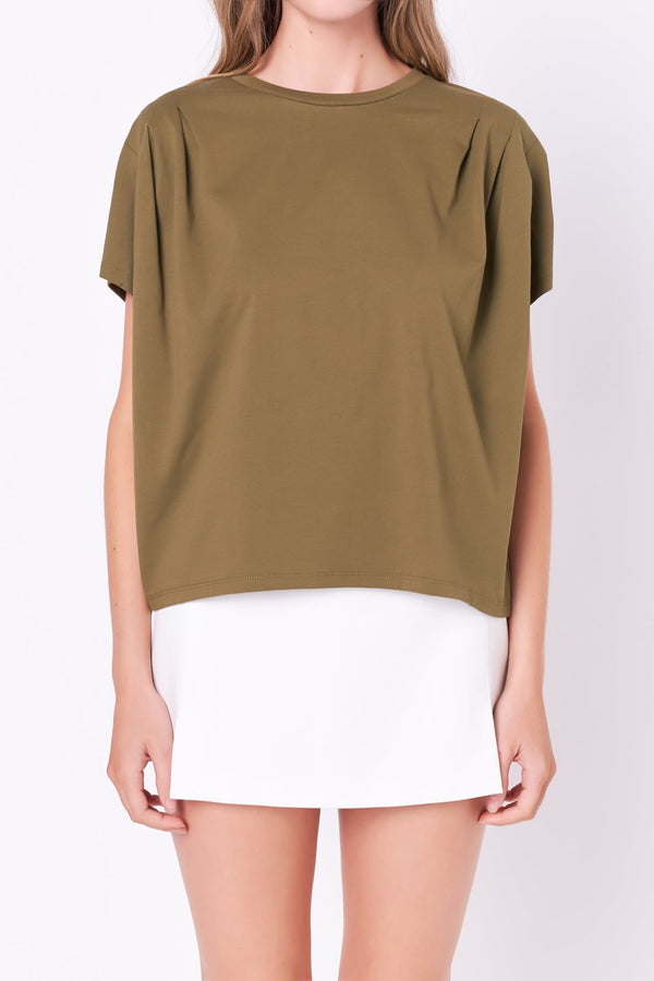 English Factory Pleated T-Shirt OLIVE