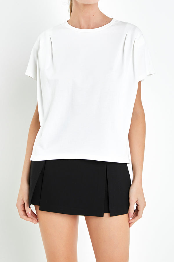 English Factory Pleated White T-Shirt WHITE