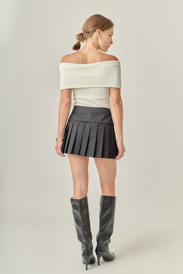 English Factory Pleats Detailed Mini Skort BLACK