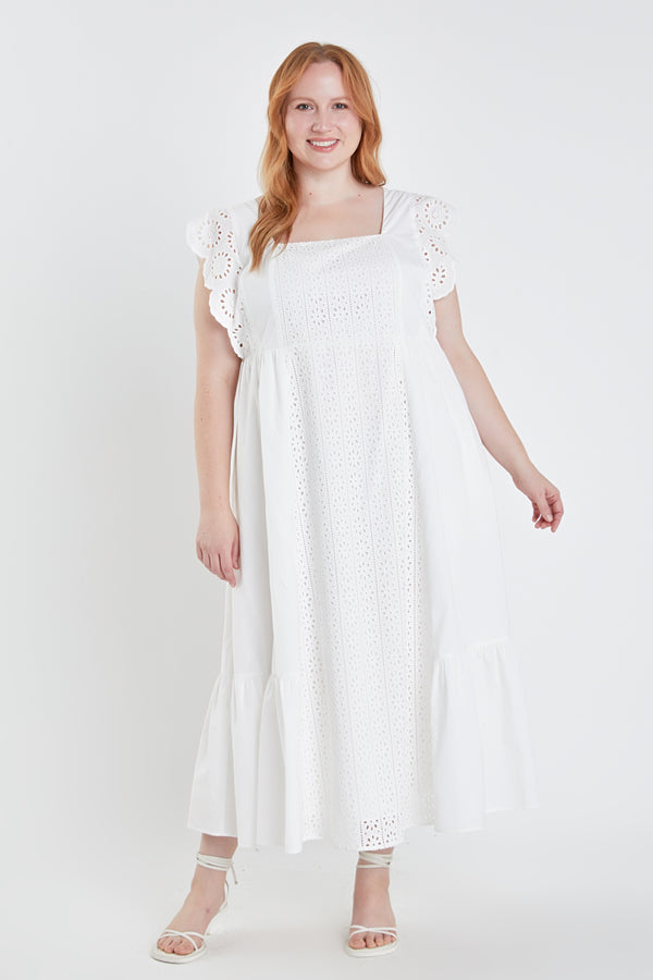 english factory Plus Size Eyelet Maxi Dress WHITE