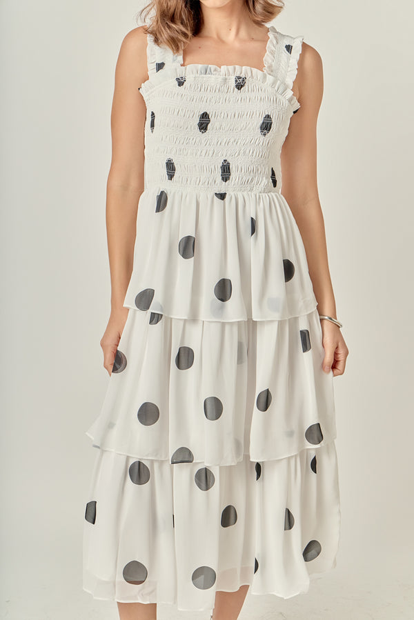 English Factory Polka-dot Midi Dress WHITE/BLACK