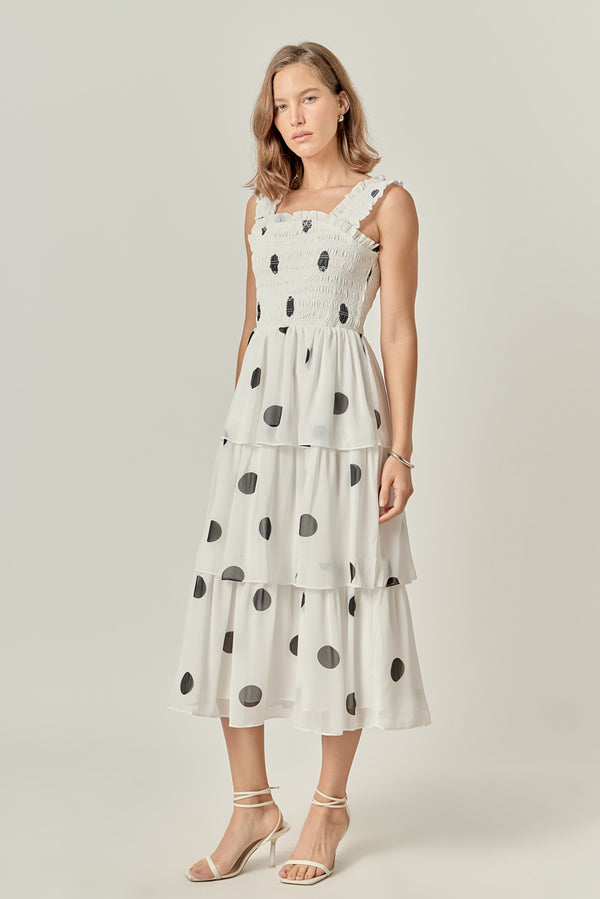 English Factory Polka-dot Midi Dress WHITE/BLACK