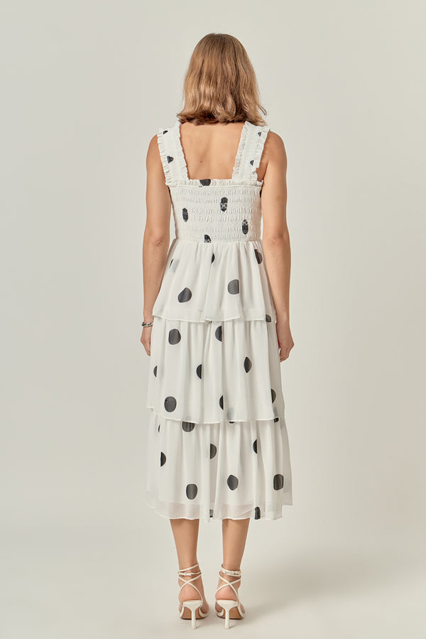 English Factory Polka-dot Midi Dress WHITE/BLACK