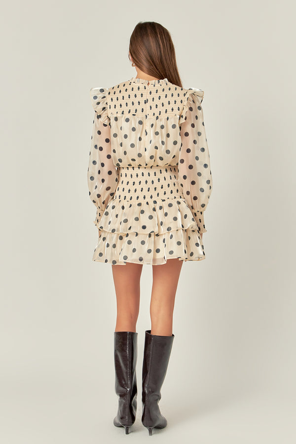 English Factory Polka Dot Mini Dress BEIGE/BLACK