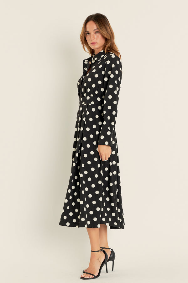English Factory Polka Dot Shirt Dress BLACK