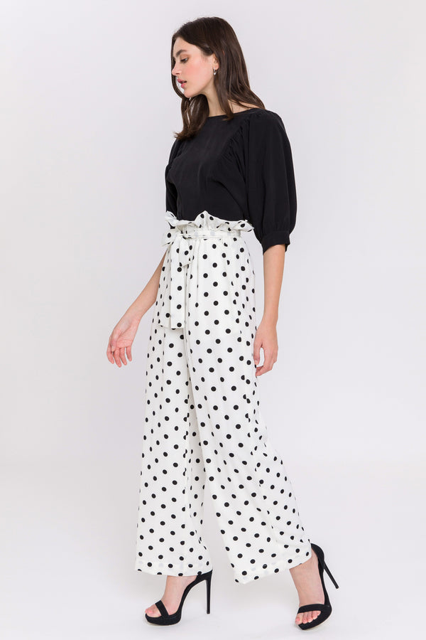 English Factory Polka Dot Wide Pants WHITE