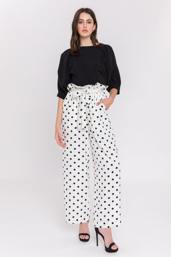 english factory Polka Dot Wide Pants WHITE