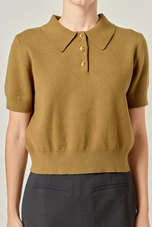 English Factory Polo Knit Top OLIVE