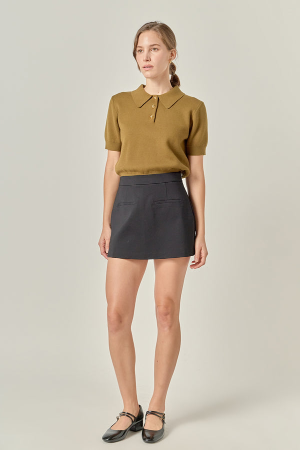 English Factory Polo Knit Top OLIVE
