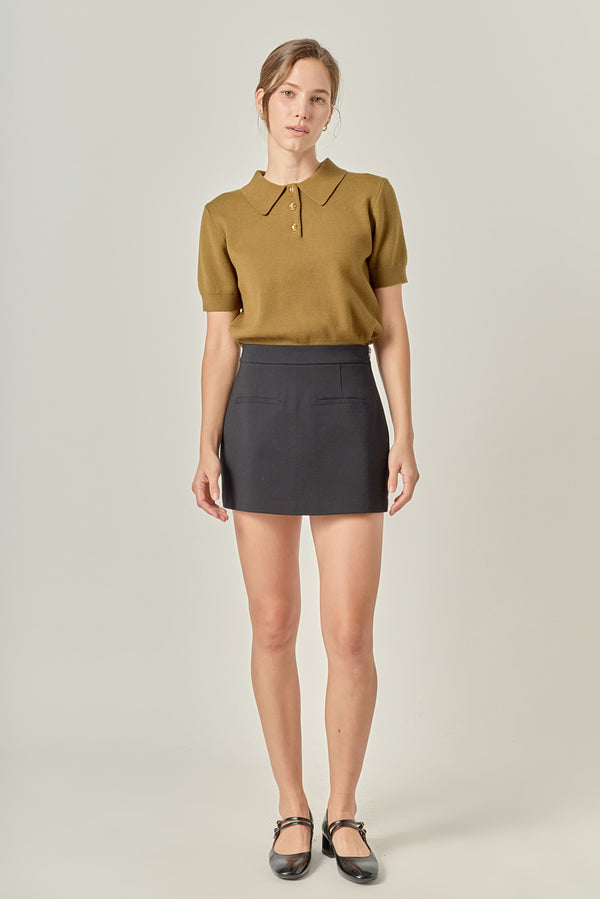 english factory Polo Knit Top OLIVE