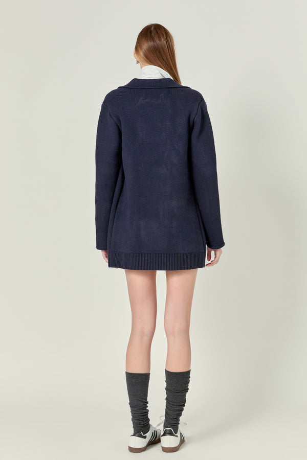English Factory Polo Long Double Cardigan NAVY