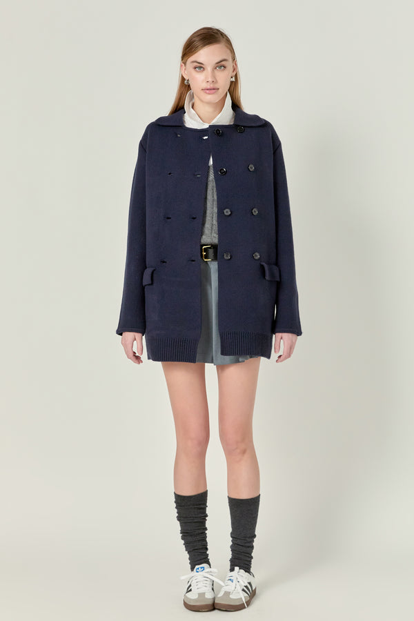 english factory Polo Long Double Cardigan NAVY