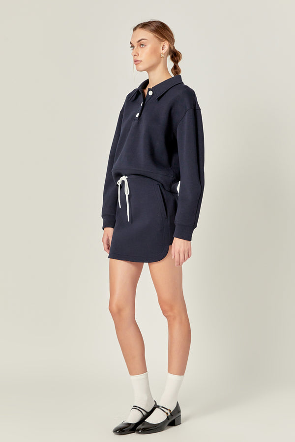 English Factory Polo Scuba Top NAVY