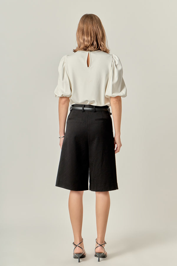 English Factory Ponte Puff Sleeve Top WHITE