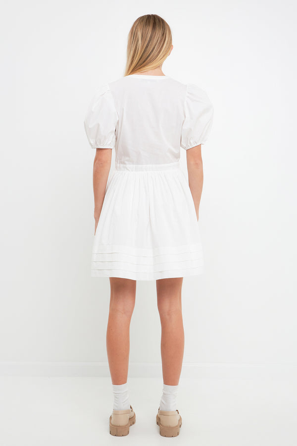 English Factory Poplin Bib Fit & Flare Dress WHITE