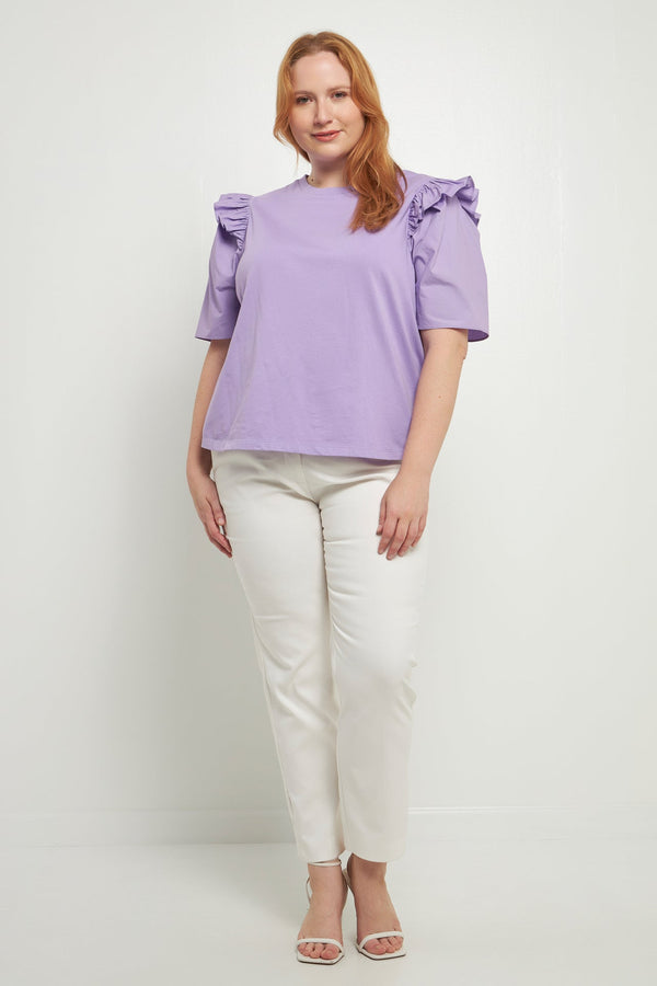 english factory Poplin Combo Sleeve T-Shirt LILAC