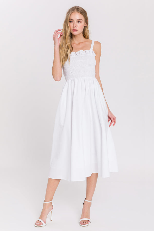 english factory Poplin Flare Dress WHITE
